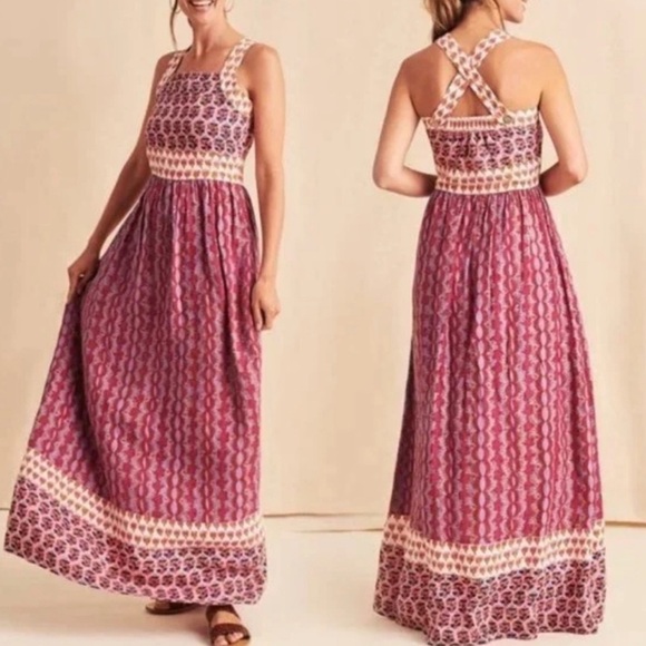 Faherty Dresses & Skirts - Faherty Grace Maxi Dress Bali Bloom Linen Size L